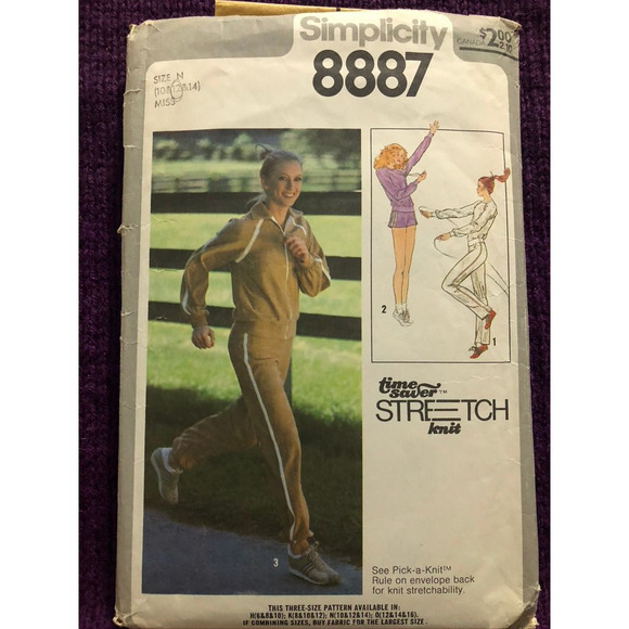 Simplicity sewing pattern  8887 80s track suit sz 10 12 - Picture 1 of 5